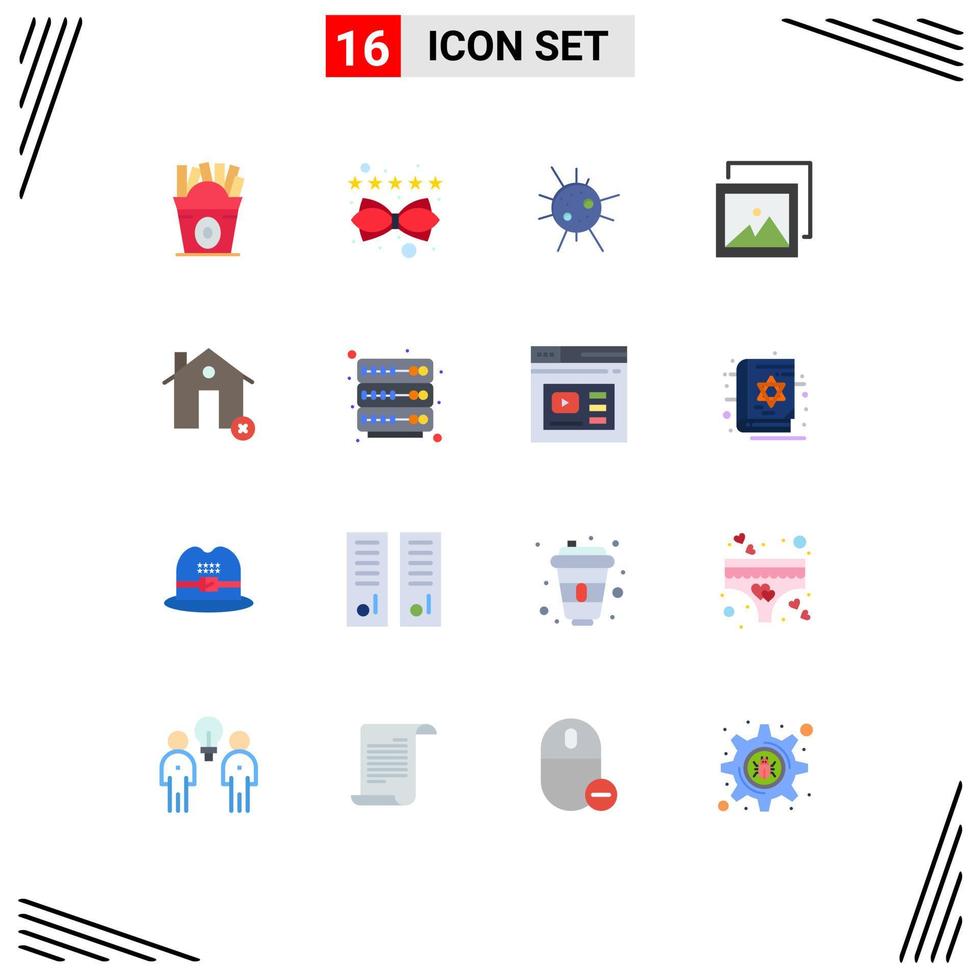 Modern Set of 16 Flat Colors Pictograph of estate cancel bacteria buildings gallery Editable Pack of Creative Vector Design Elements
