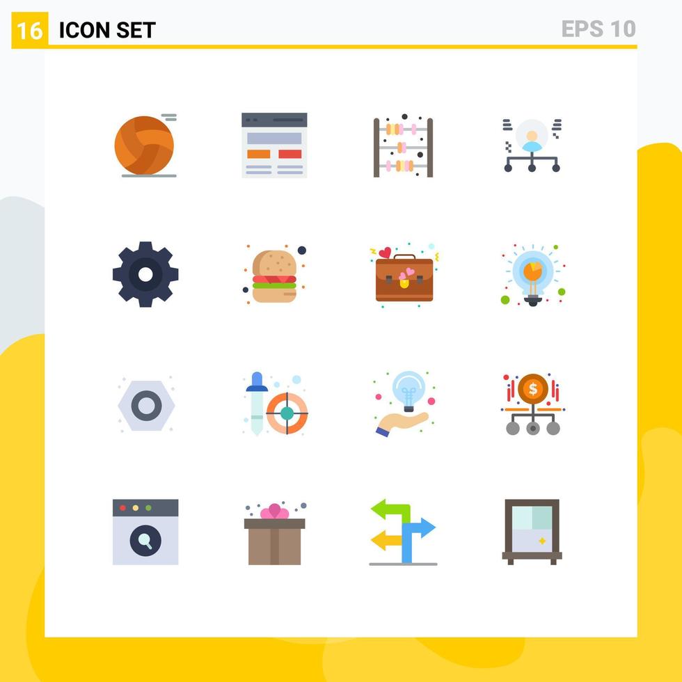 Group of 16 Modern Flat Colors Set for create man user human abilities Editable Pack of Creative Vector Design Elements