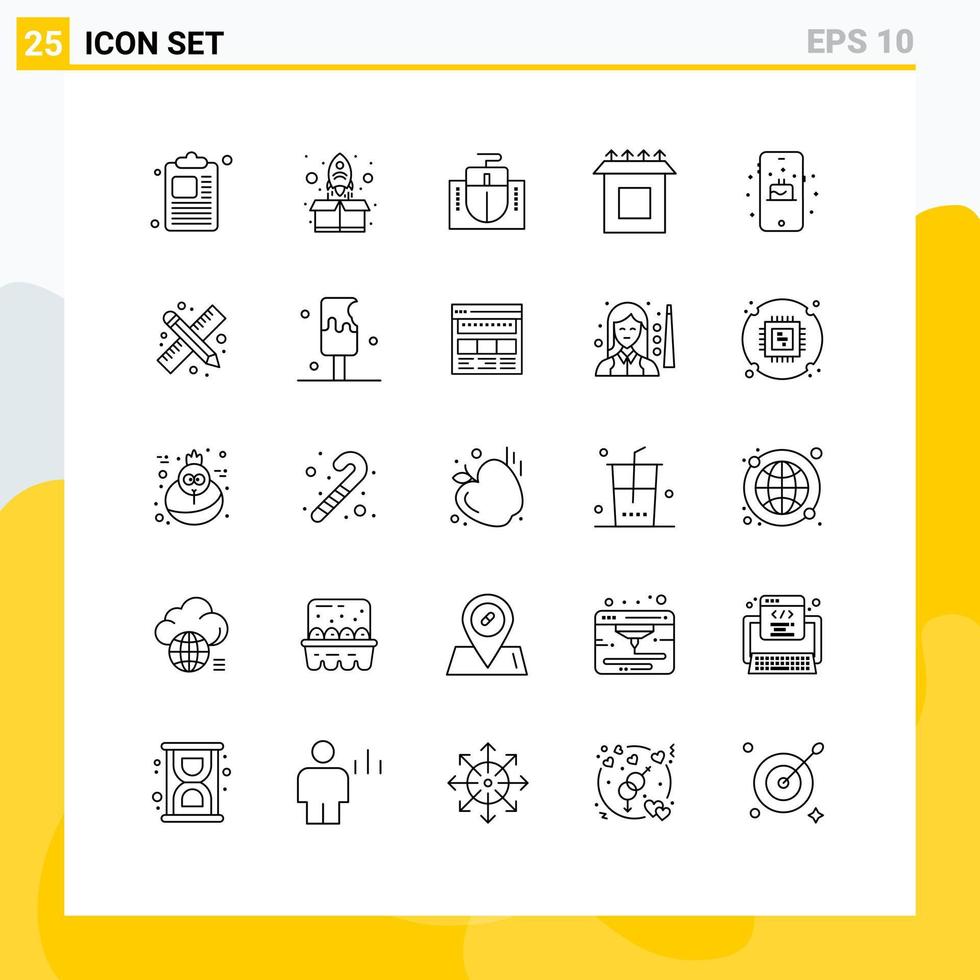 Line Pack of 25 Universal Symbols of back to school mobile computer birthday install Editable Vector Design Elements