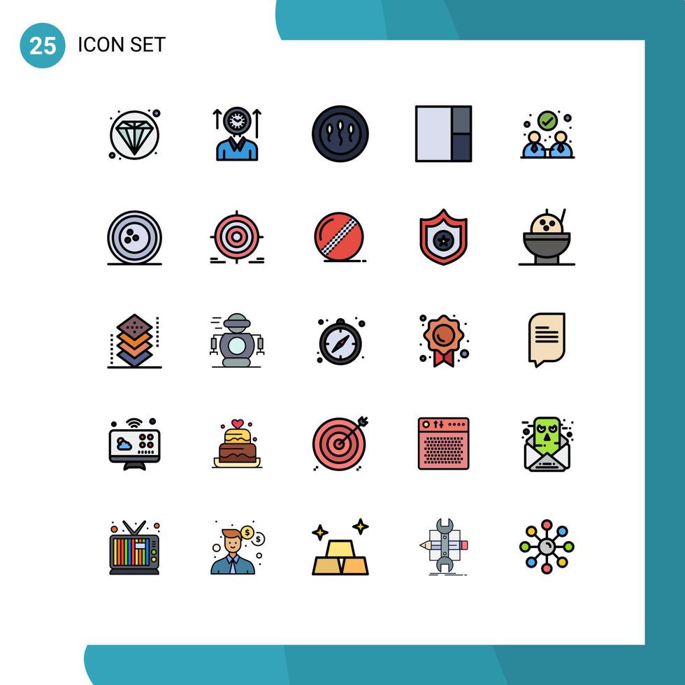 User Interface Pack of 25 Basic Filled line Flat Colors of awards collaboration cells agreement grid Editable Vector Design Elements