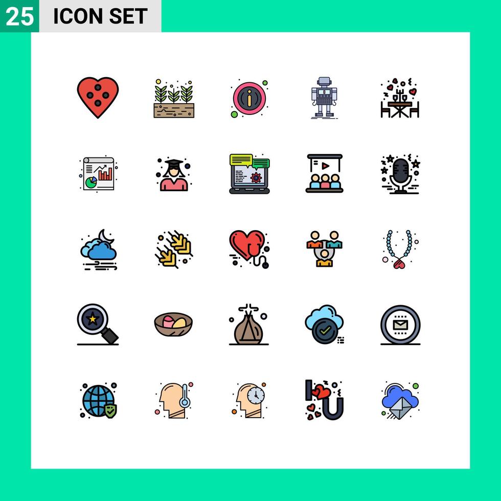 25 Creative Icons Modern Signs and Symbols of technology robot seed machine info button Editable Vector Design Elements
