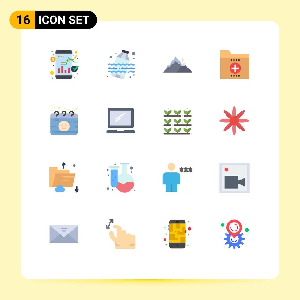 Stock Vector Icon Pack of 16 Line Signs and Symbols for calendar folder landscape file business Editable Pack of Creative Vector Design Elements
