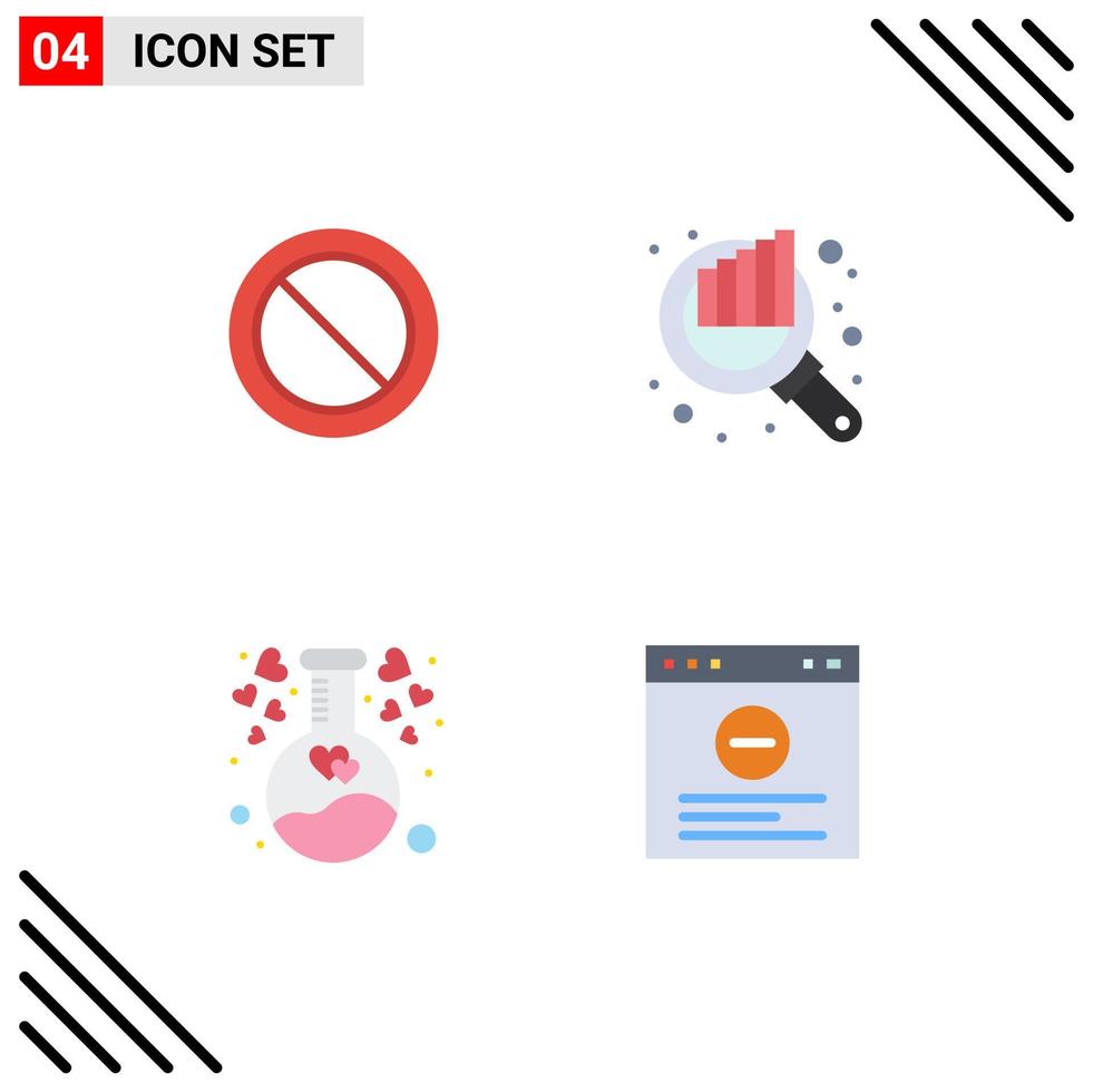 4 iconos creativos signos y símbolos modernos de prohibición corazón auditoría seo navegador elementos de diseño vectorial editables vector