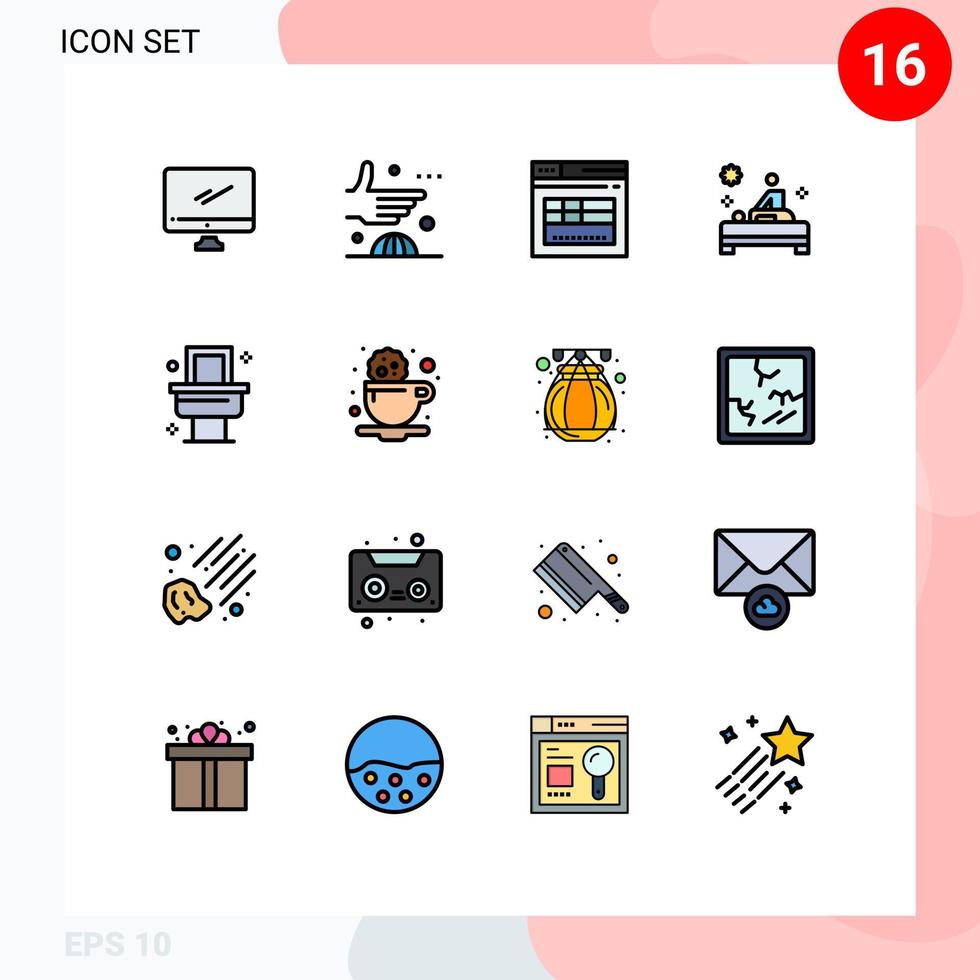 Universal Icon Symbols Group of 16 Modern Flat Color Filled Lines of therapy spa handshake massage web Editable Creative Vector Design Elements
