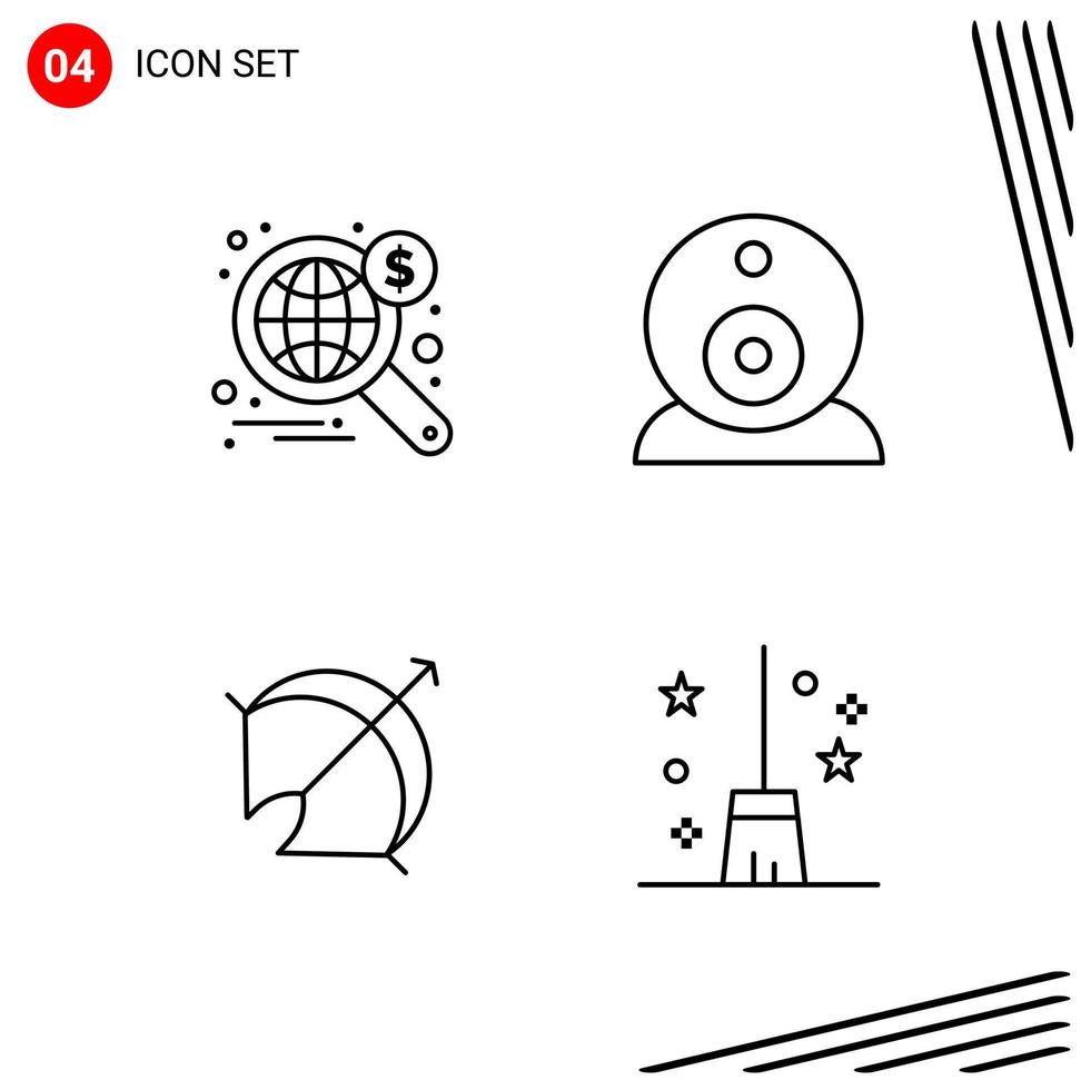 Collection of 4 Vector Icons in Line style Pixle Perfect Outline Symbols for Web and Mobile Line Icon Signs on White Background 4 Icons