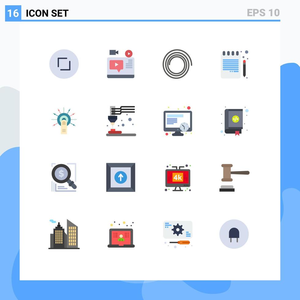 16 Universal Flat Colors Set for Web and Mobile Applications ok touch tutorial notebook book pencil Editable Pack of Creative Vector Design Elements
