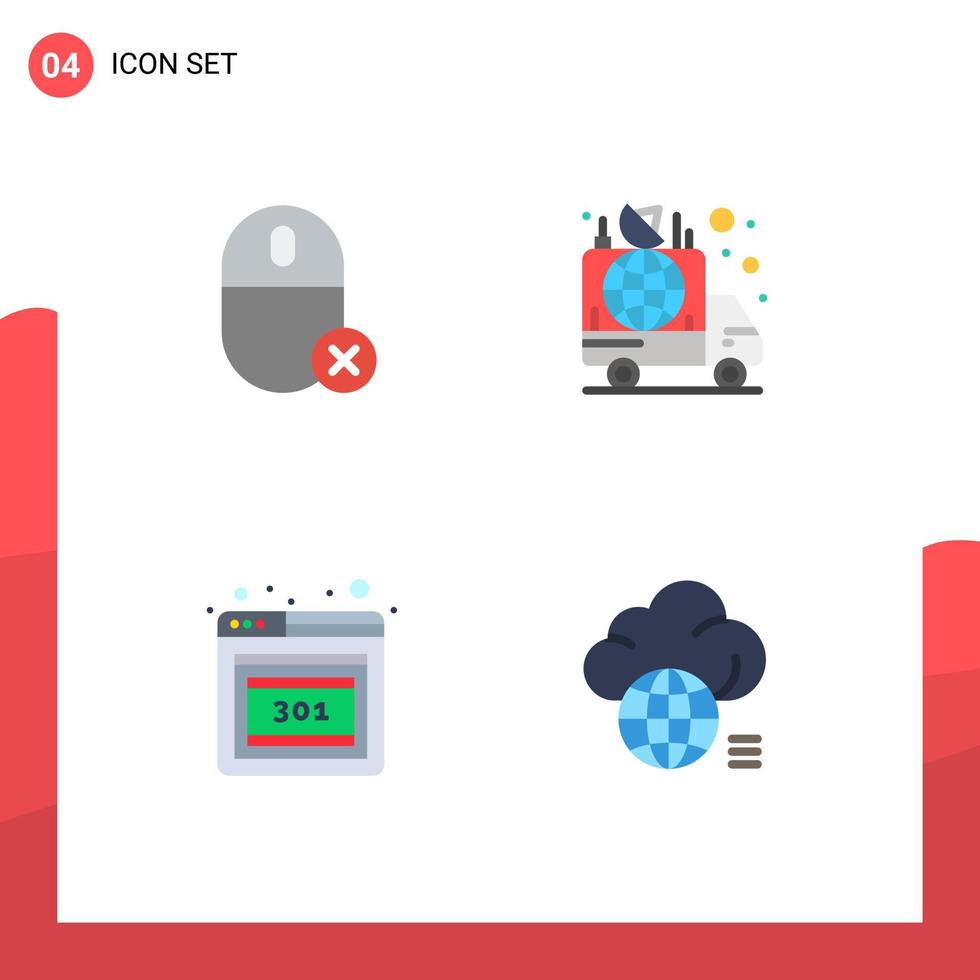 Set of 4 Modern UI Icons Symbols Signs for computers news hardware announcement error Editable Vector Design Elements