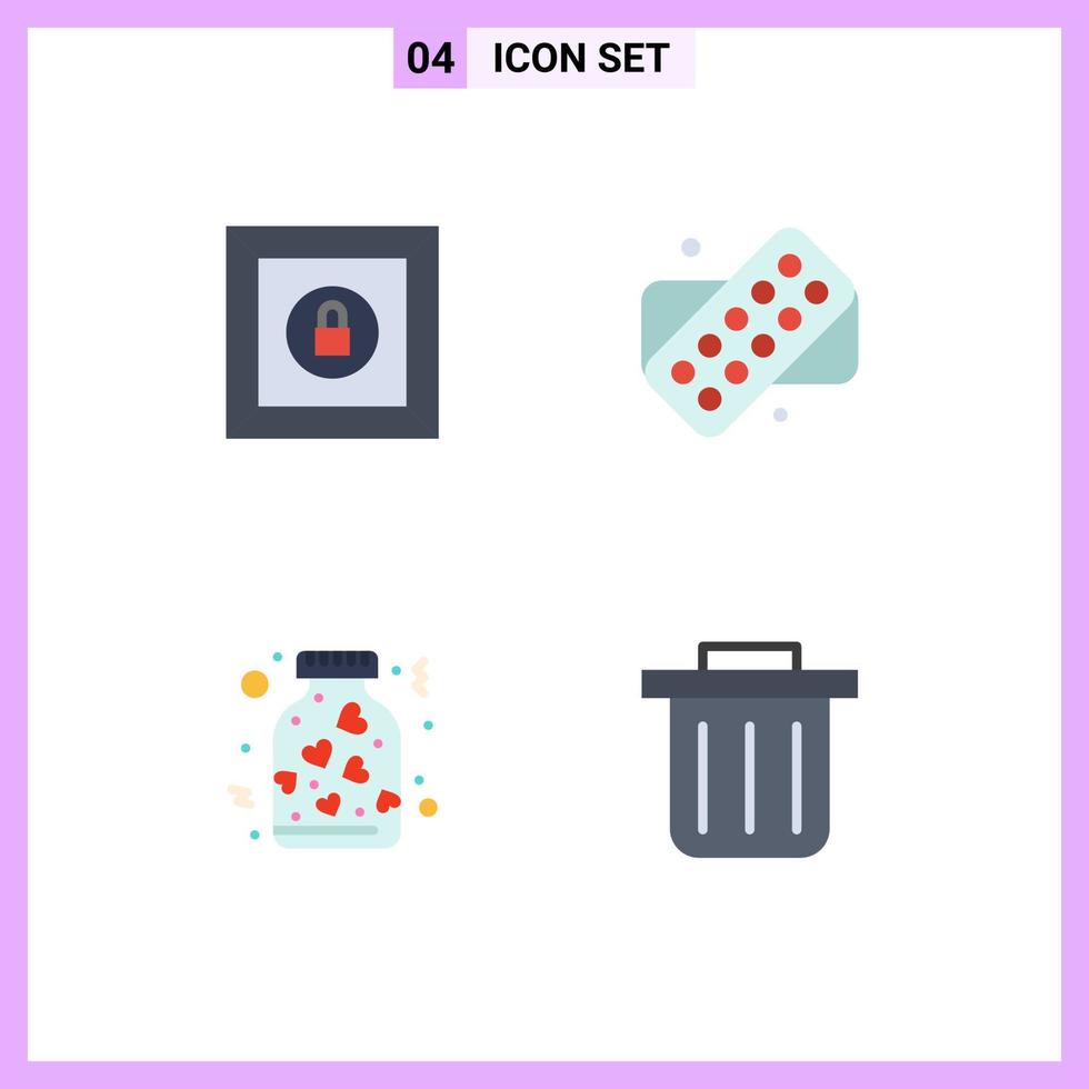 4 Thematic Vector Flat Icons and Editable Symbols of box romance tablet heart 5 Editable Vector Design Elements