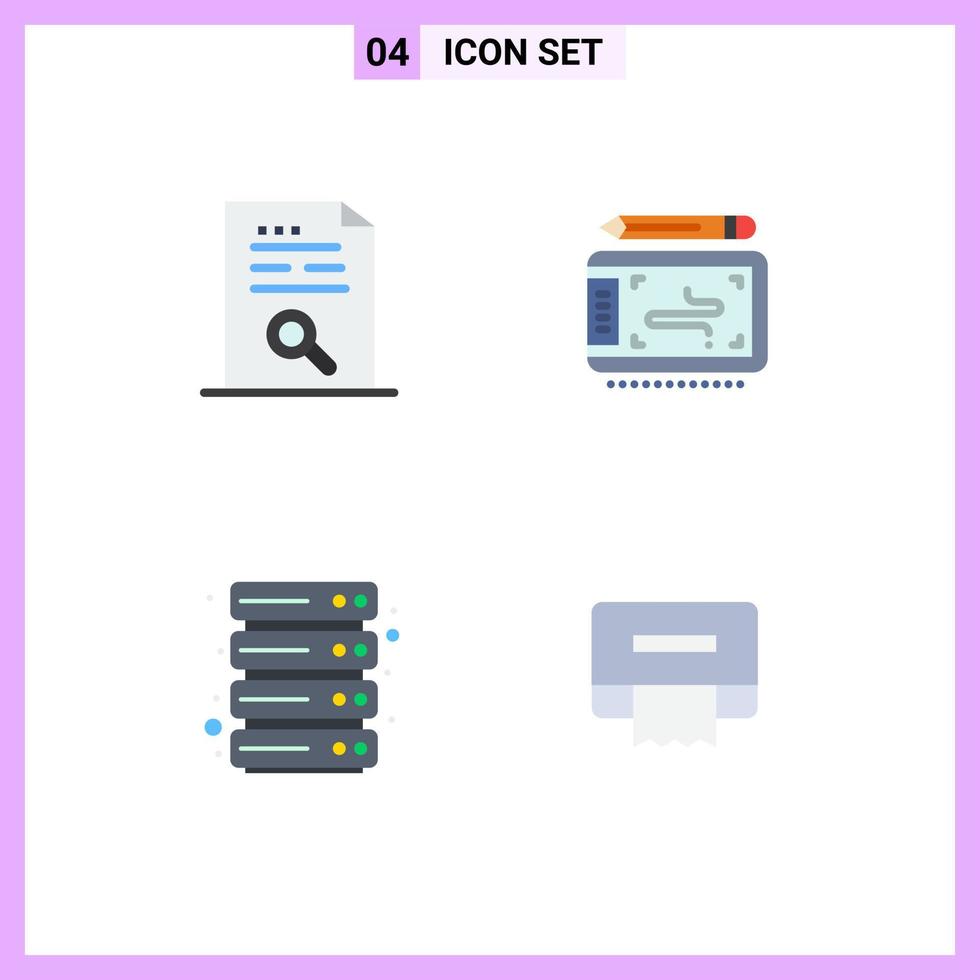 Pack of 4 creative Flat Icons of content cloud file graphic server Editable Vector Design Elements