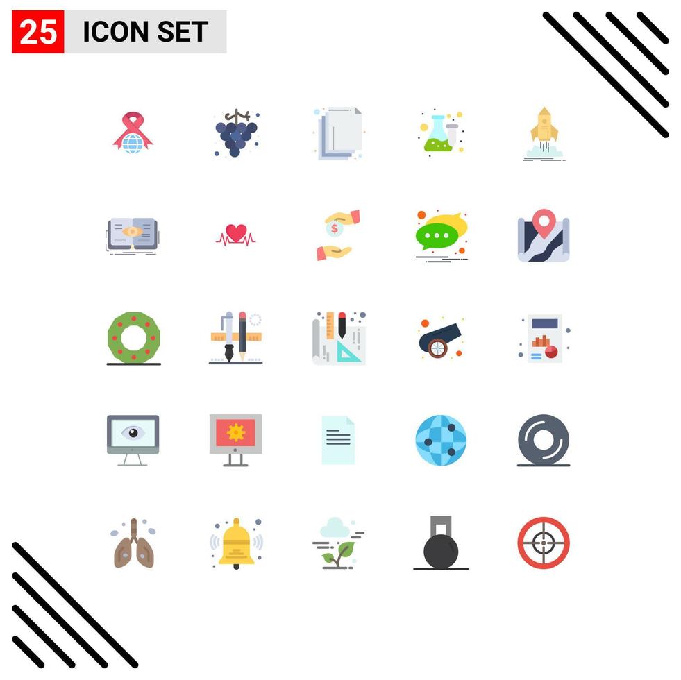 Editable Vector Line Pack of 25 Simple Flat Colors of ship launch layer test lab Editable Vector Design Elements