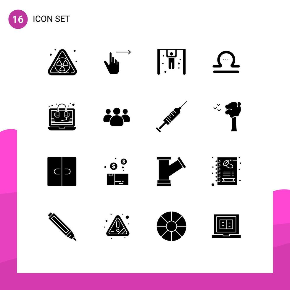 Stock Vector Icon Pack of 16 Line Signs and Symbols for seo consulting competition greece libra Editable Vector Design Elements