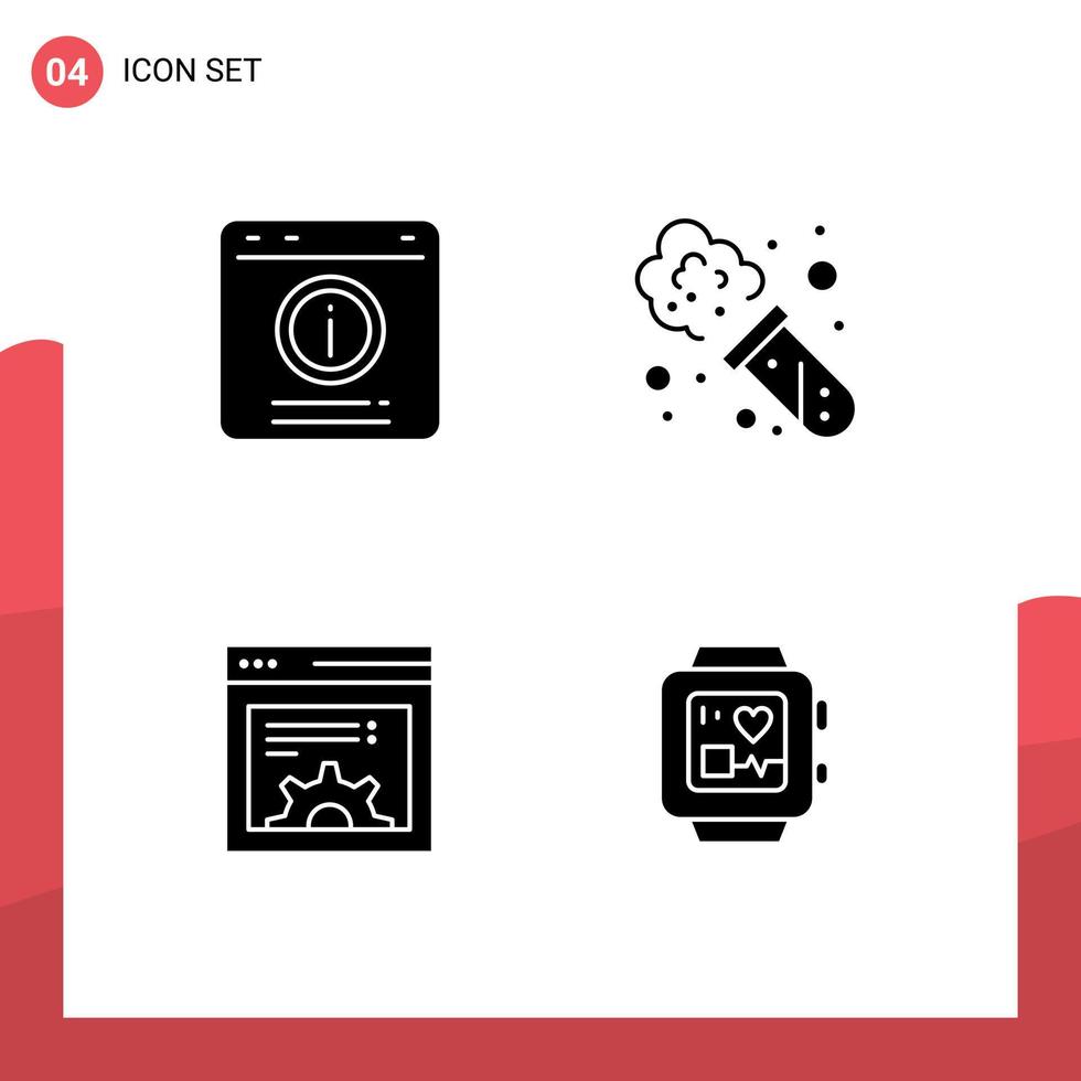 4 Universal Solid Glyph Signs Symbols of bubble setting help experiment medical Editable Vector Design Elements