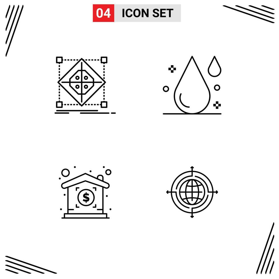 Line Pack of 4 Universal Symbols of architecture investment model drink property Editable Vector Design Elements