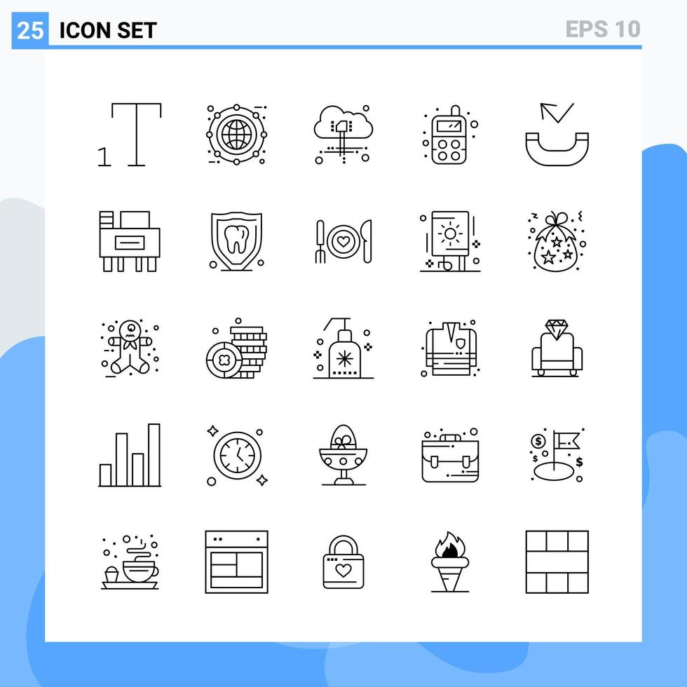 Modern 25 Line style icons. Outline Symbols for general use. Creative Line Icon Sign Isolated on White Background. 25 Icons Pack. vector