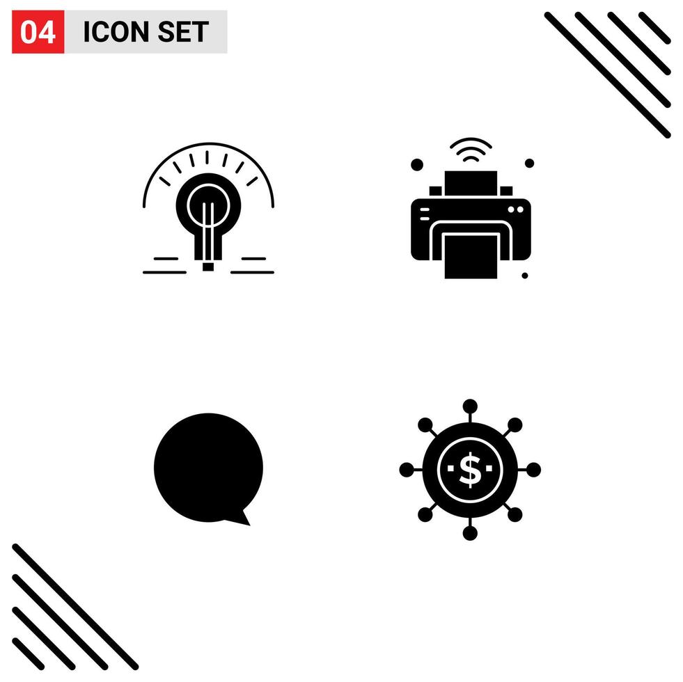 Stock Vector Icon Pack of 4 Line Signs and Symbols for bulb chat tips internet of things interface Editable Vector Design Elements