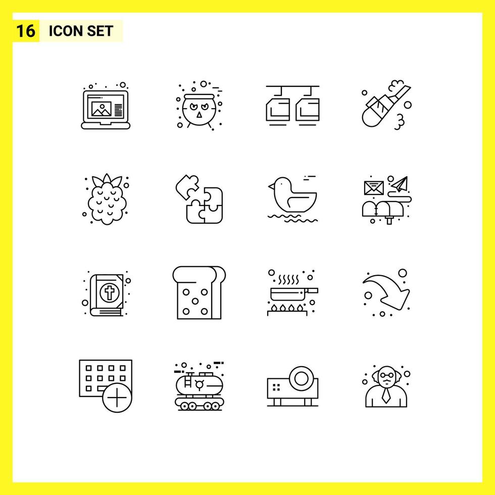 paquete de iconos de vector de stock de 16 signos y símbolos de línea para elementos de diseño de vector editables de limpieza de tubería de coche de comida de fruta