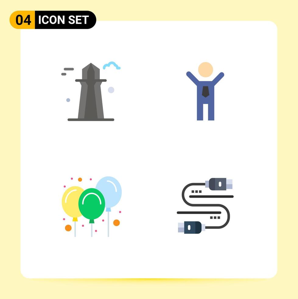 Pack of 4 Modern Flat Icons Signs and Symbols for Web Print Media such as canada air building success decoration Editable Vector Design Elements