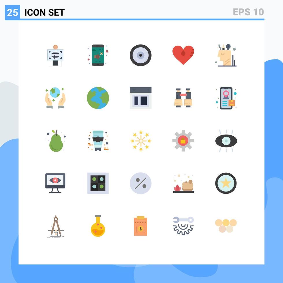 25 Flat Color concept for Websites Mobile and Apps art favorite mobile like heart Editable Vector Design Elements