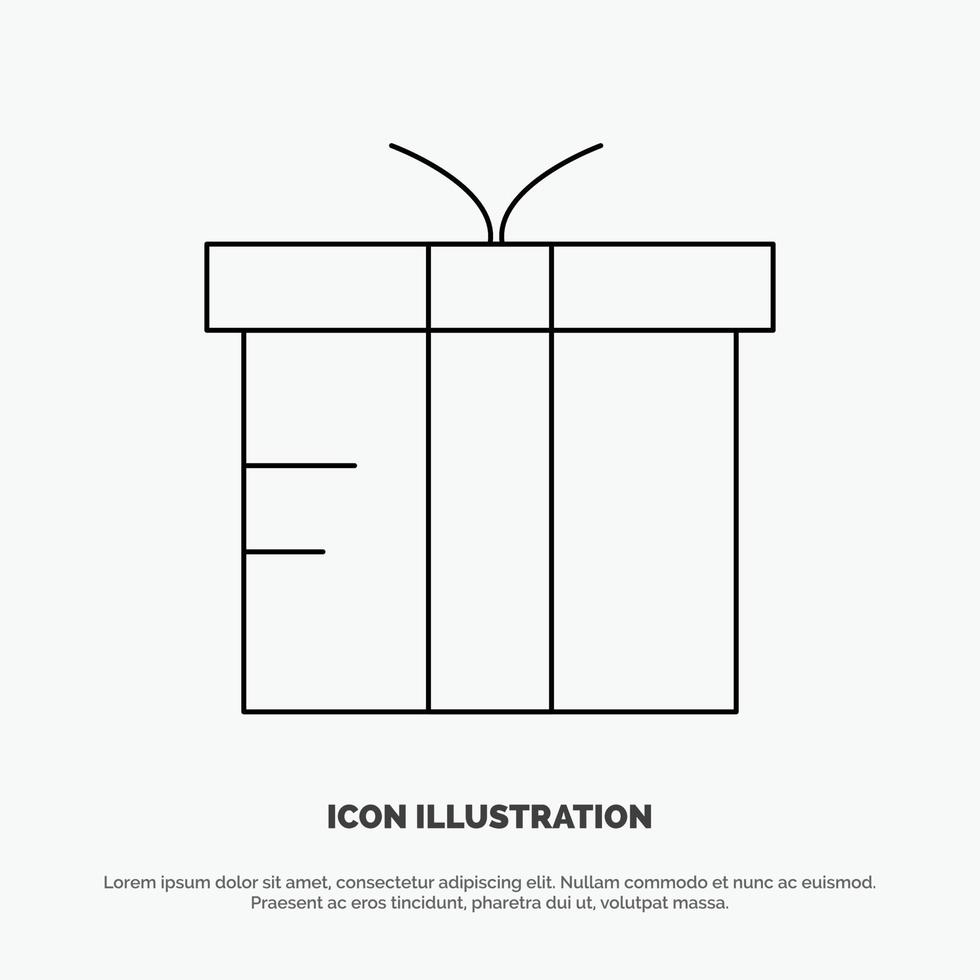 vector de icono de línea global de regalo logístico de caja