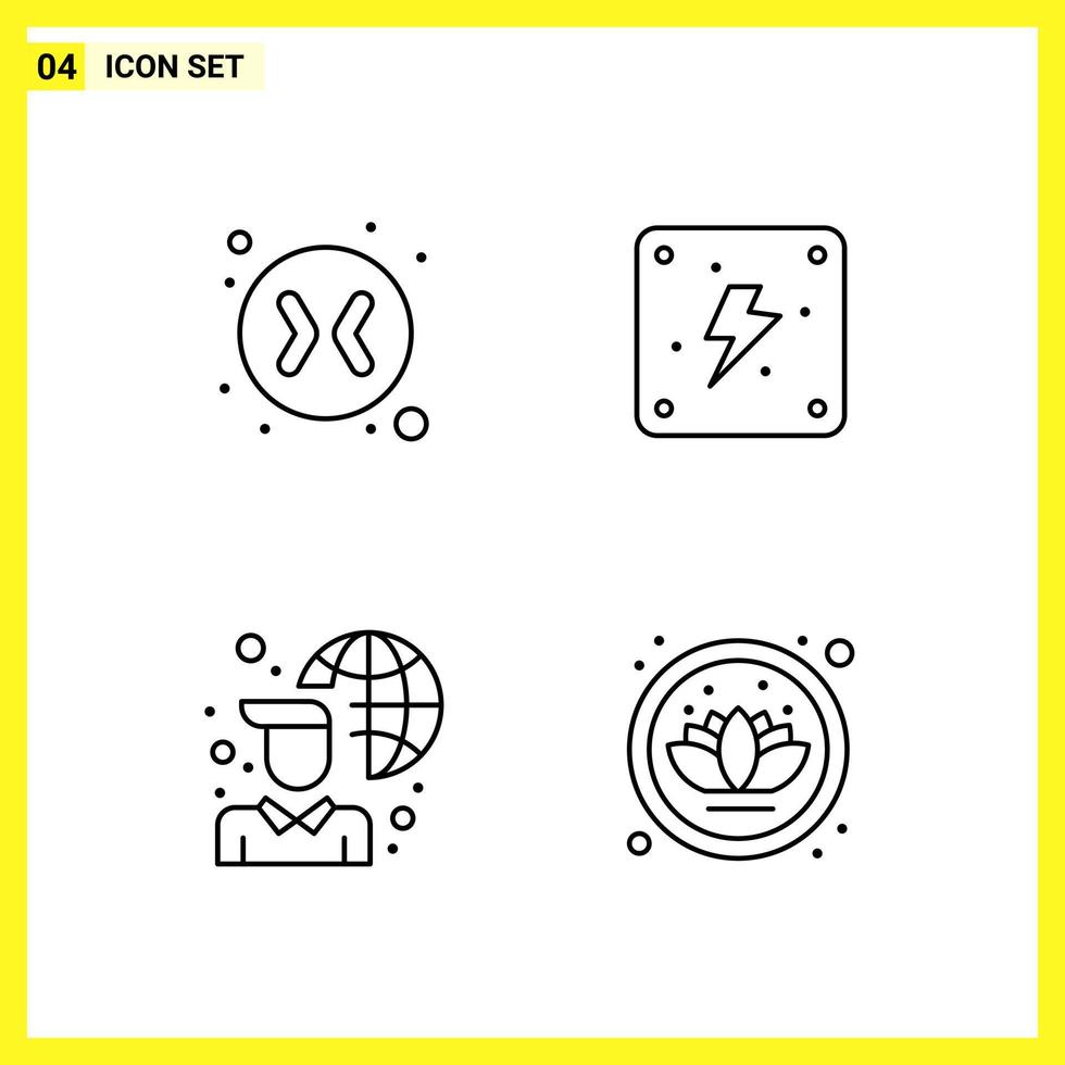 4 Icon Set. Simple Line Symbols. Outline Sign on White Background for