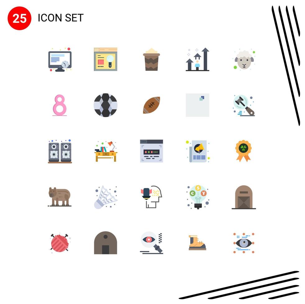 Pictogram Set of 25 Simple Flat Colors of easter career bucket progress success Editable Vector Design Elements