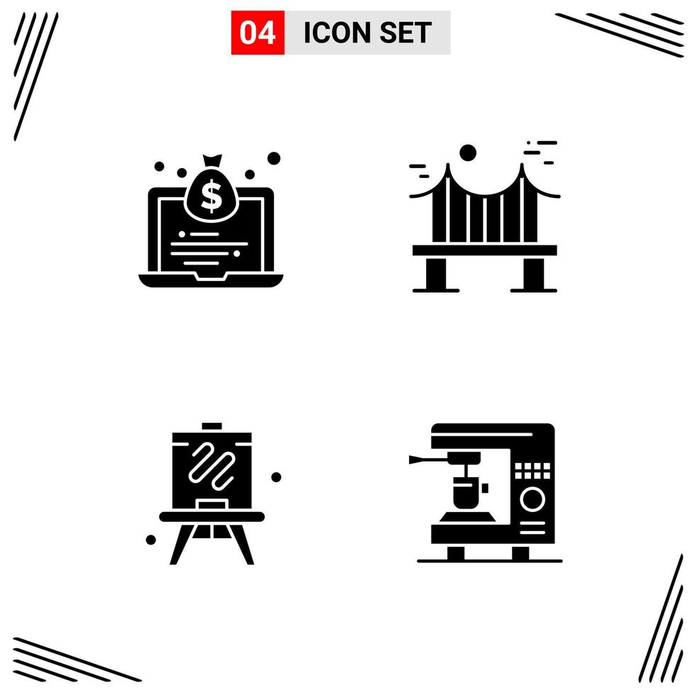 4 Icons Solid Style Grid Based Creative Glyph Symbols for Website Design Simple Solid Icon Signs Isolated on White Background 4 Icon Set vector