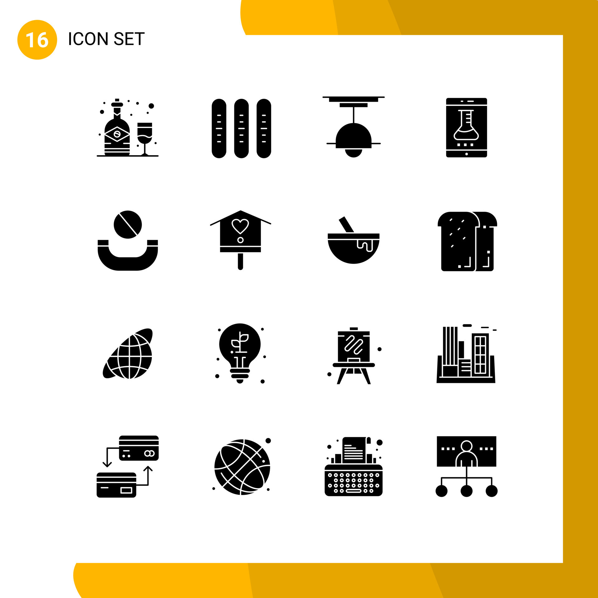 16 Solid Glyph concept for sites Mobile and Apps smart lab mobile