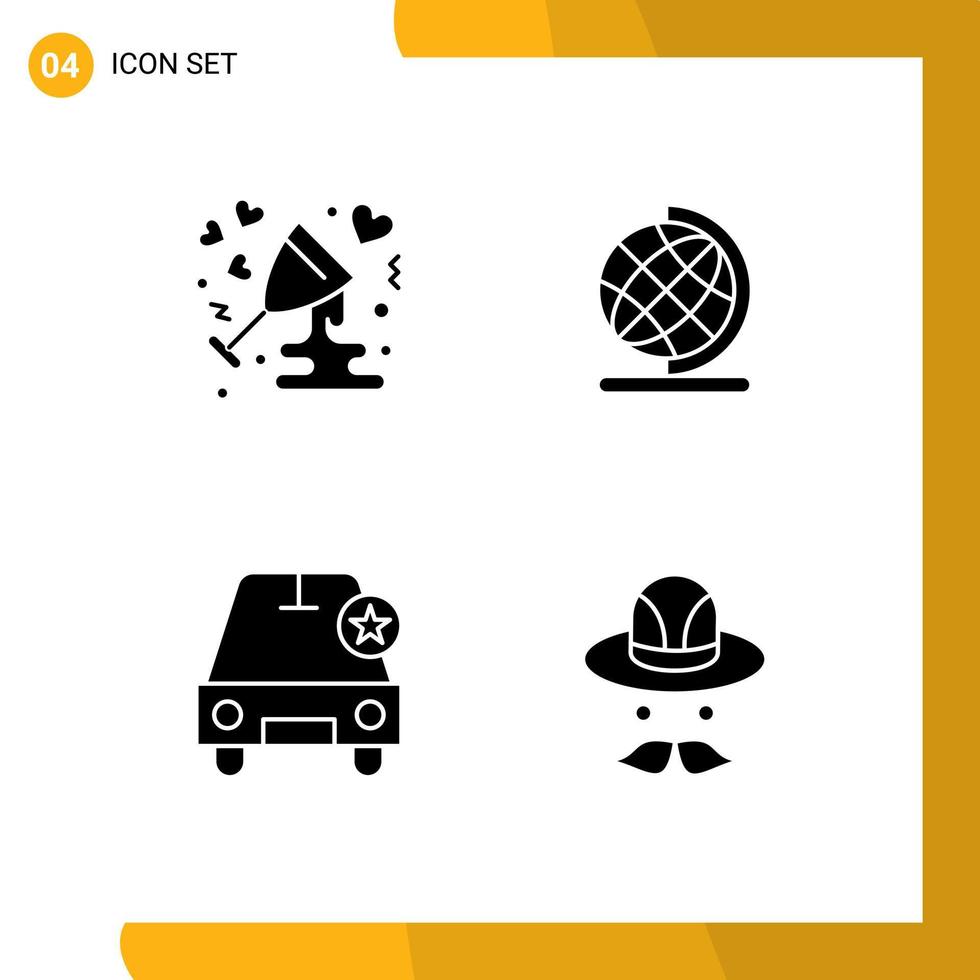 4 Creative Icons Modern Signs and Symbols of anniversary important love geography vehicles Editable Vector Design Elements