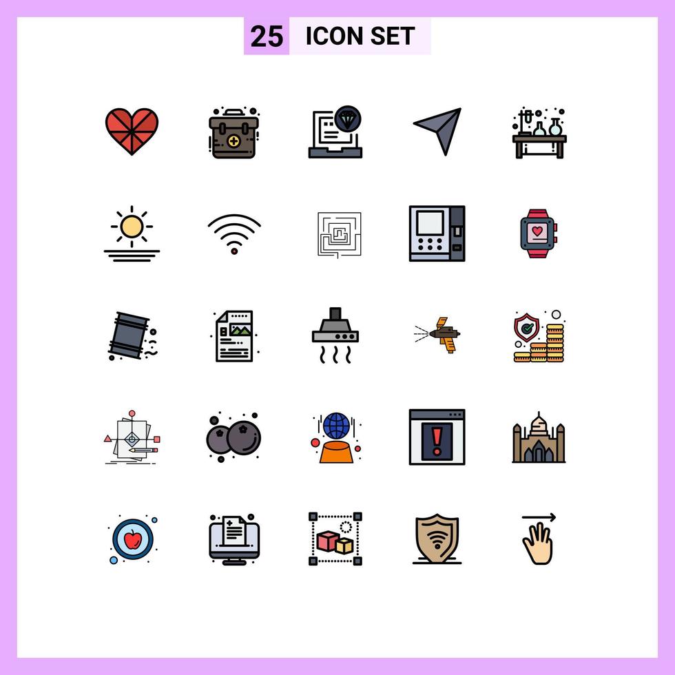 Filled line Flat Color Pack of 25 Universal Symbols of mail pin kit map coding Editable Vector Design Elements