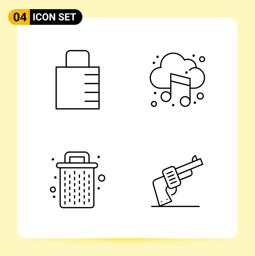 4 Creative Icons for Modern website design and responsive mobile apps 4 Outline Symbols Signs on White Background 4 Icon Pack vector