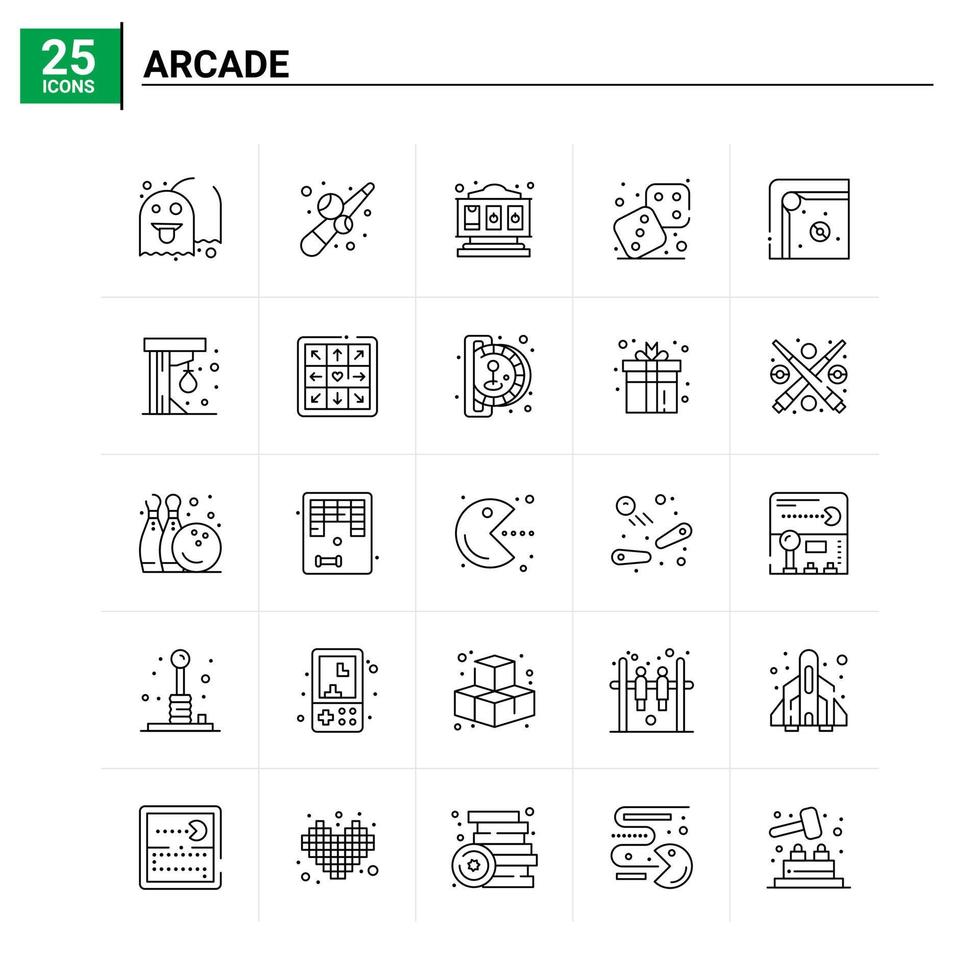 25 juegos de iconos de arcade. fondo vectorial vector