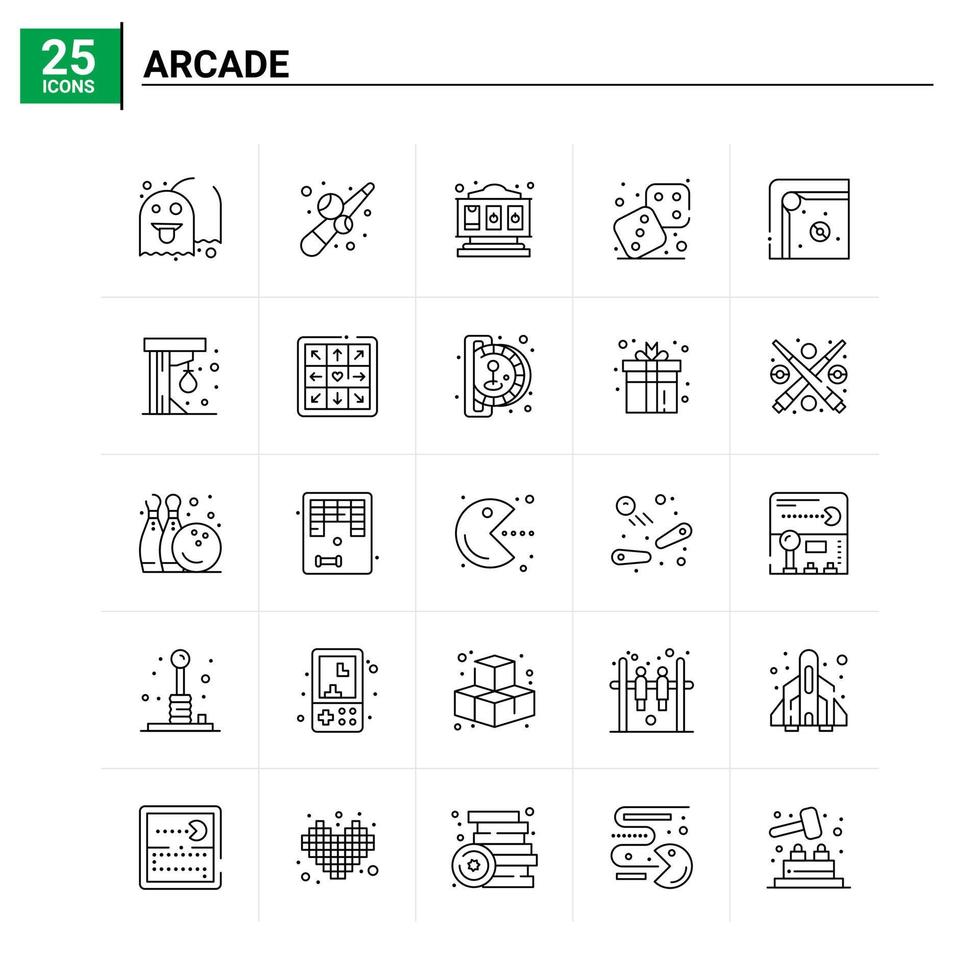 25 Arcade icon set. vector background