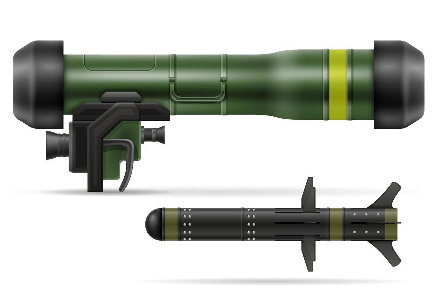 Ilustración de vector de sistema de misiles portátil de mano aislado sobre fondo blanco