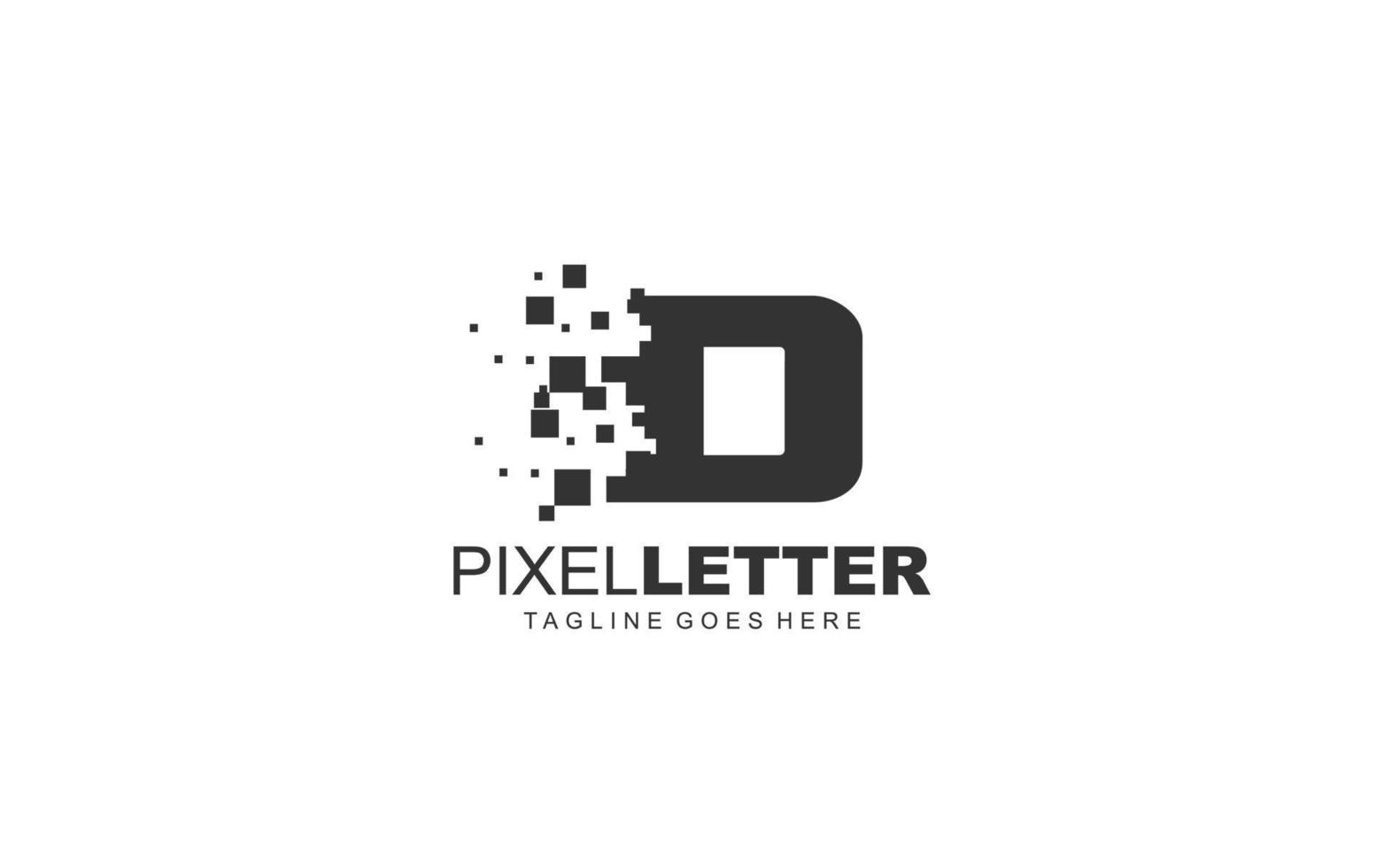 D logo PIXEL for branding company. DIGITAL template vector illustration