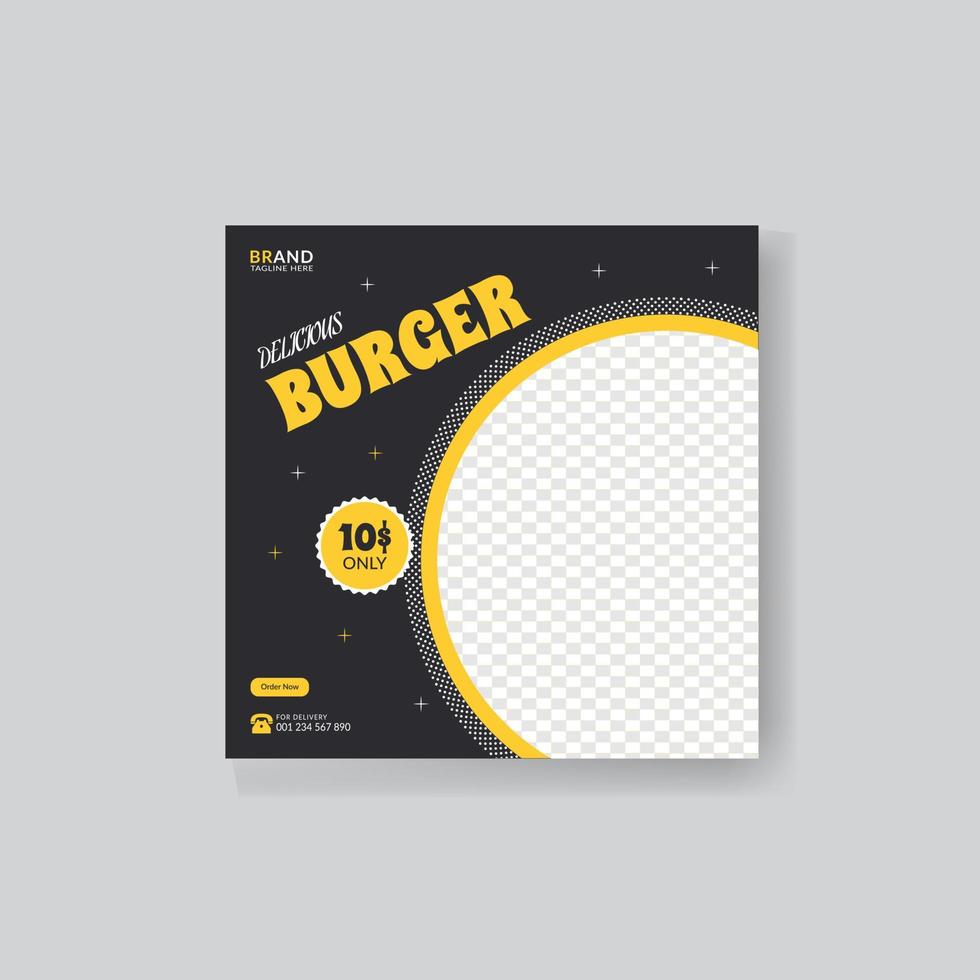 Food Social media post banner design promotion template vector
