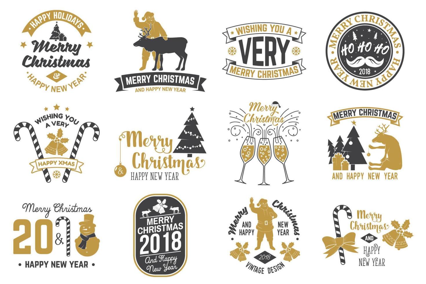 Merry Christmas and Happy New Year 2018 template vector