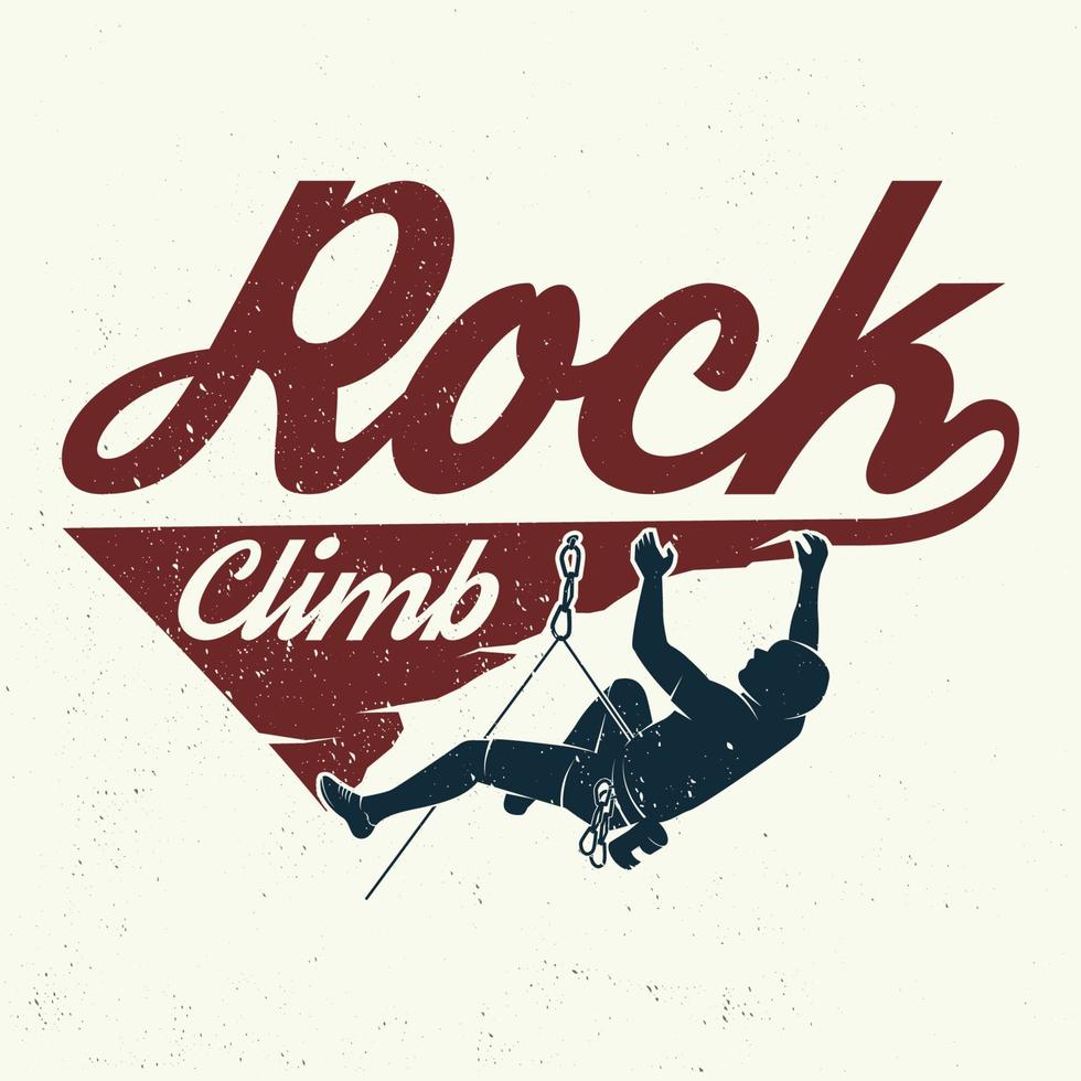 Vintage typography design with climber on the mountains. vector