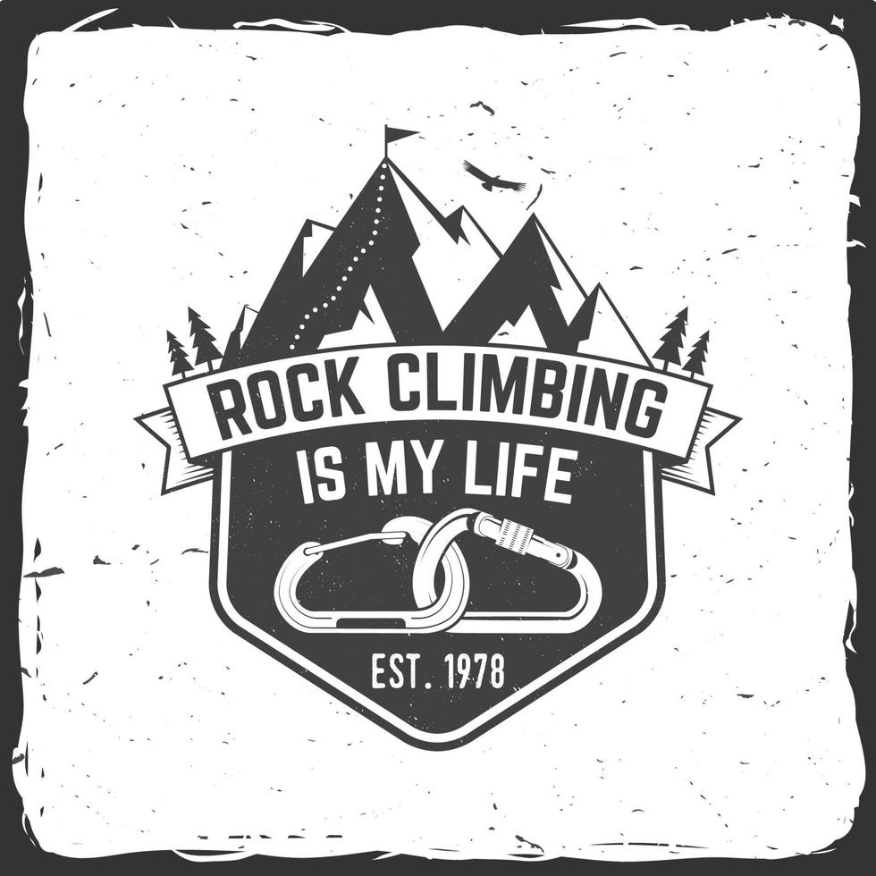 Vintage typography design with carabiners, condor and mountain silhouette. vector