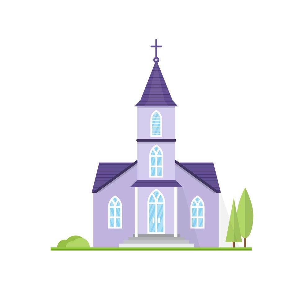 paisaje de la iglesia católica. vector