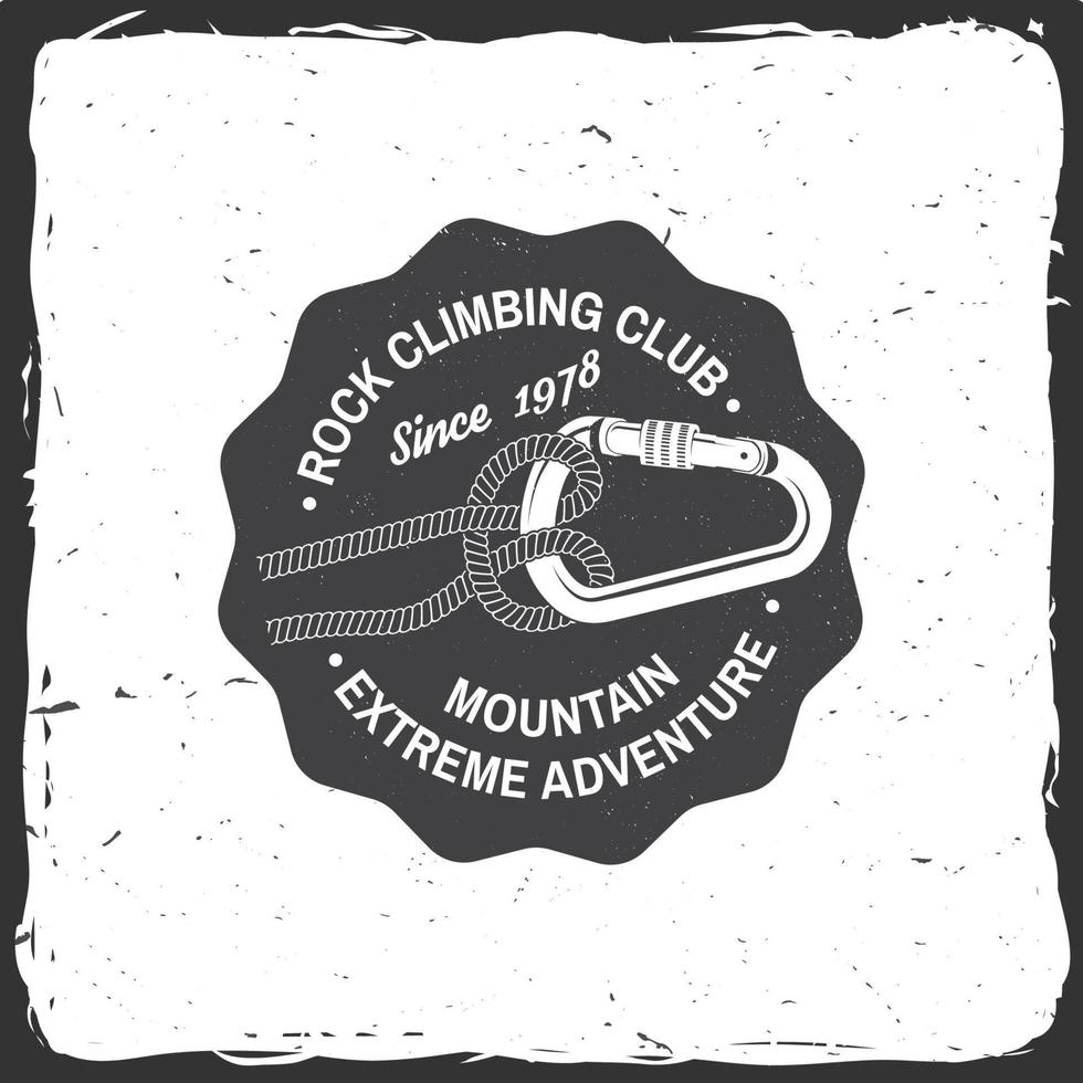 Vintage typography design with knot for quickly tying a climbing rope and carabiner. vector