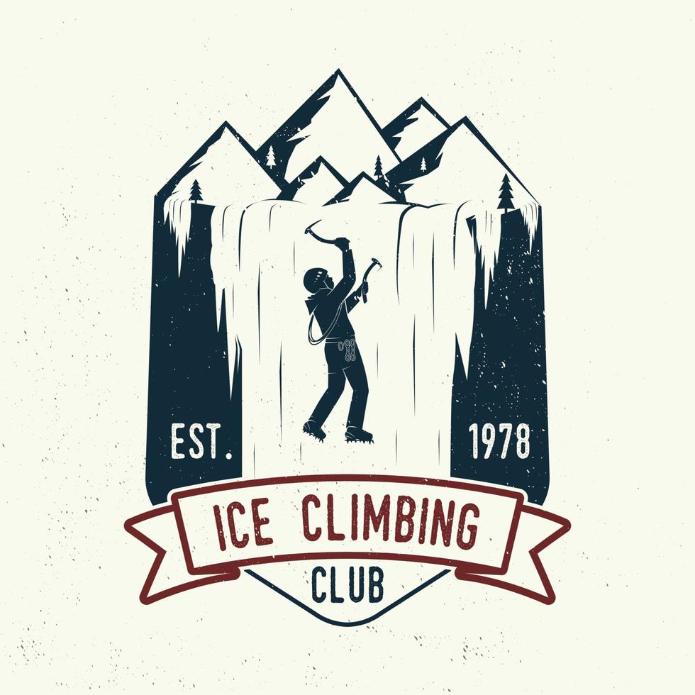 Vintage typography design with climber on the mountains. vector