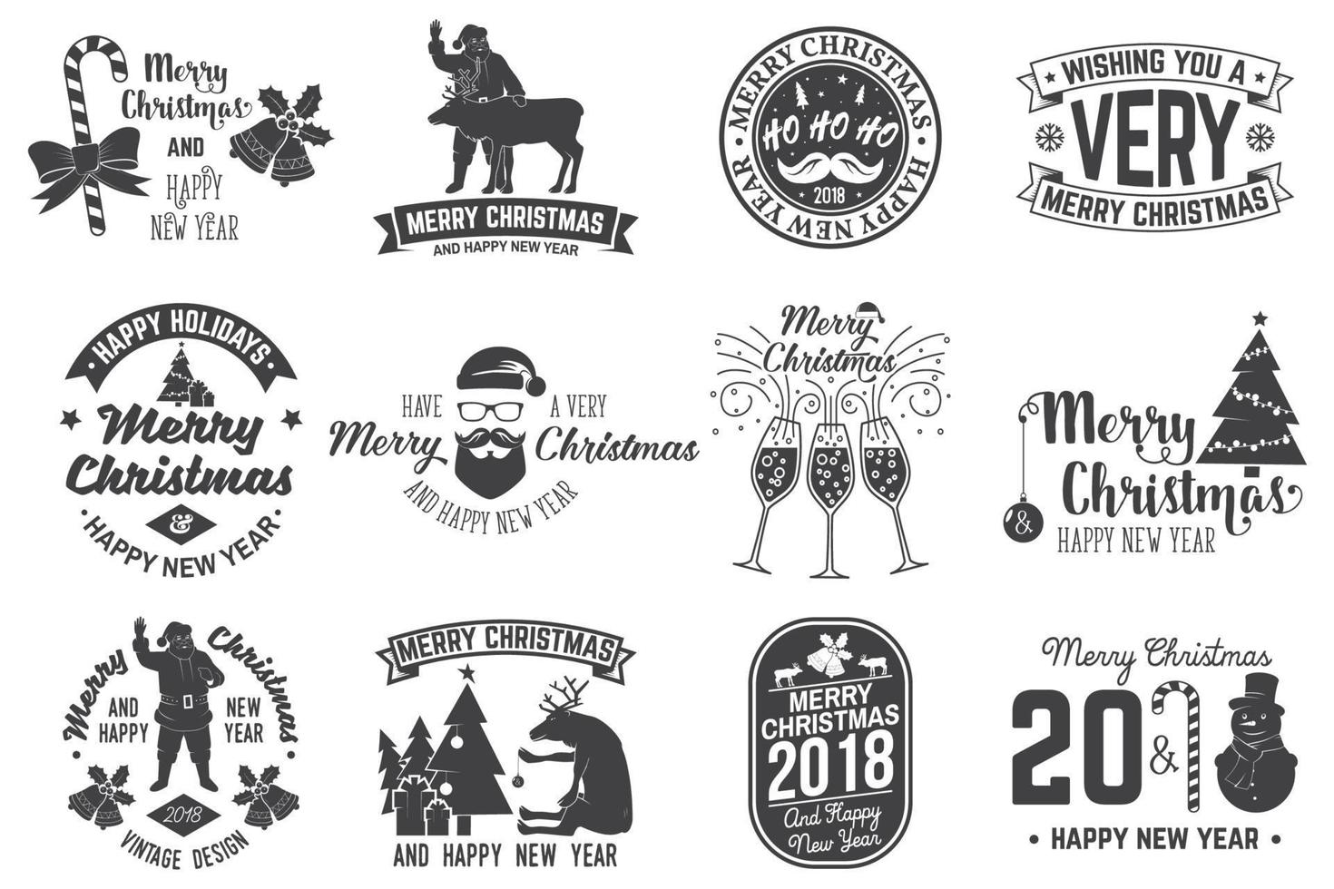 Merry Christmas and Happy New Year 2018 retro template with Santa Claus vector