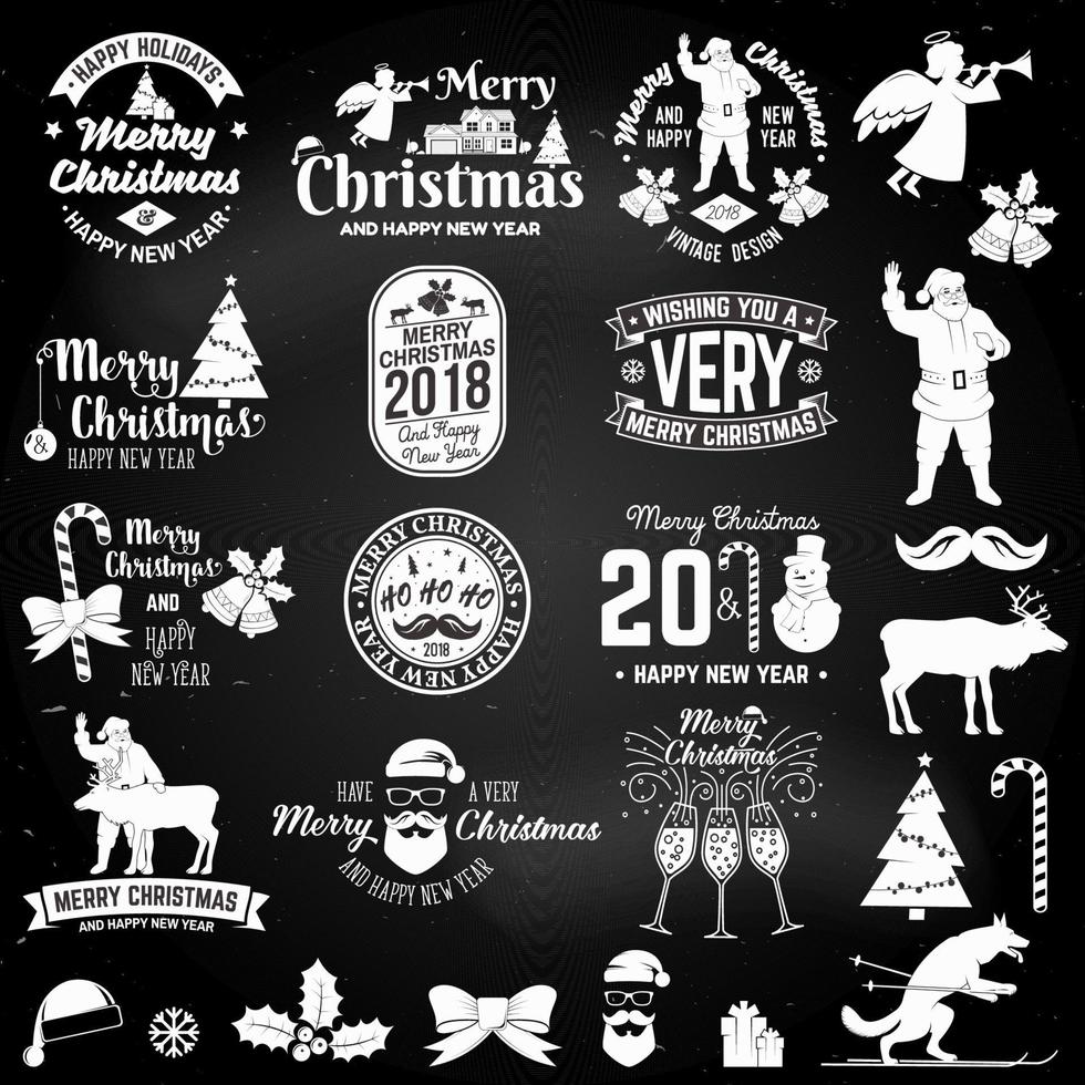 Merry Christmas and Happy New Year 2018 retro template with Santa Claus vector