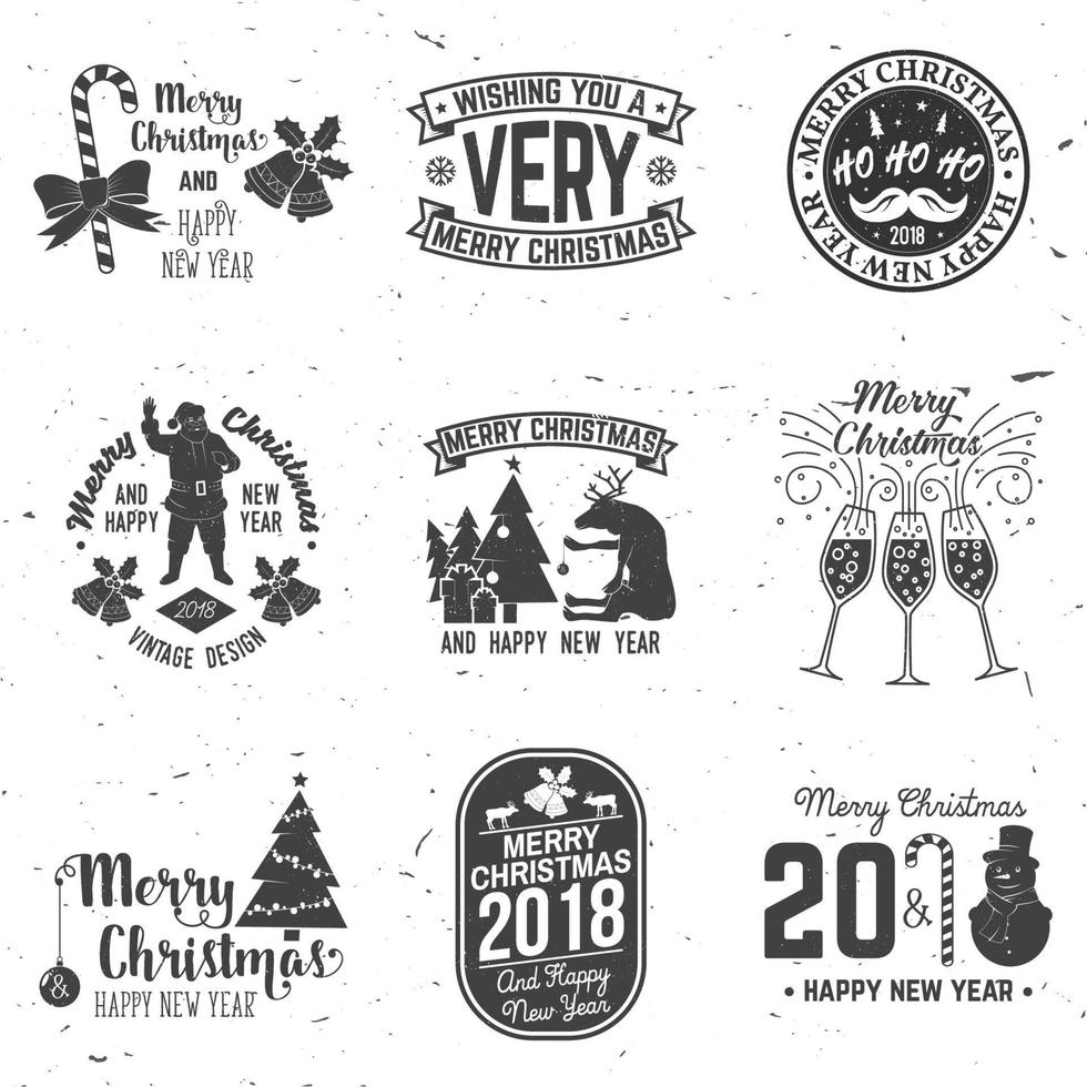 feliz navidad y feliz año nuevo 2018 plantilla retro con santa claus vector