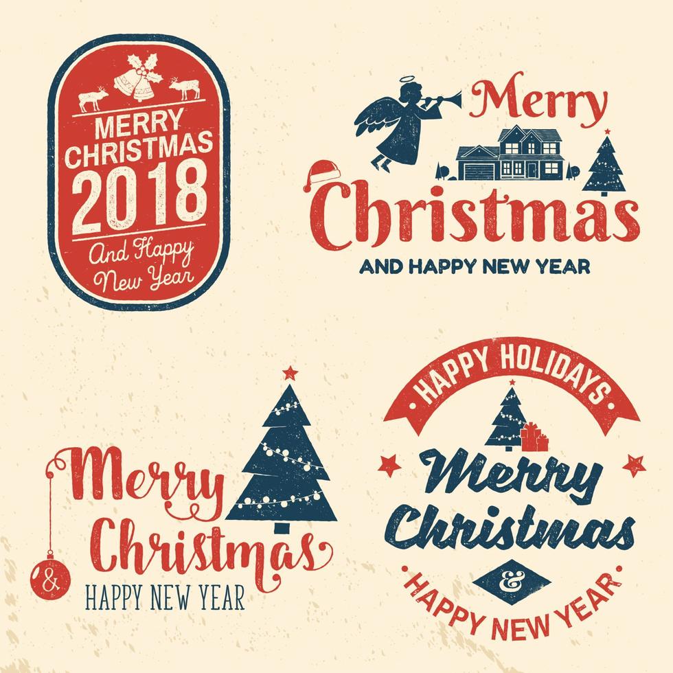 Merry Christmas and Happy New Year 2018 retro template with Santa Claus vector