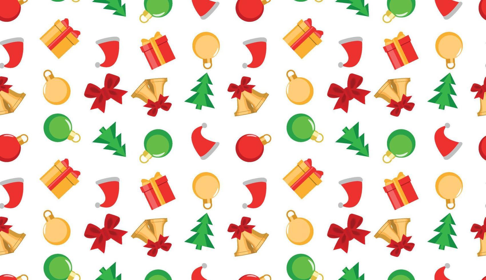 Seamless pattern on a Christmas theme. Christmas decorations, Christmas tree, balls, gifts, ornaments. Vector illustration