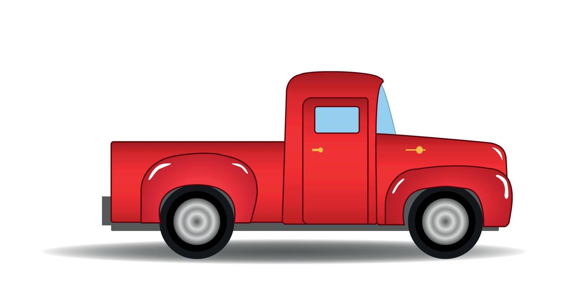 coche de dibujos animados rojo retro aislado sobre fondo blanco. vehículo de transporte. ilustración vectorial en estilo plano vector