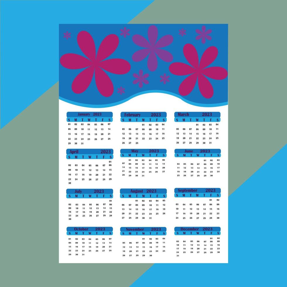 Calendar Design Layout for 2023 vector