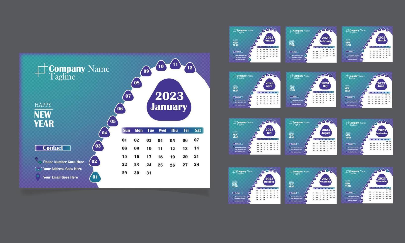 Calendar Design Layout Templet design vector