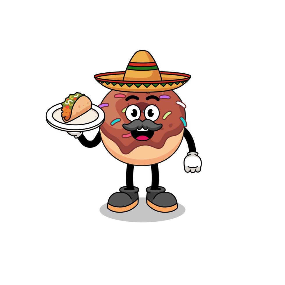 Character cartoon of donuts as a mexican chef vector